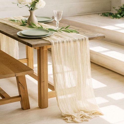 Lvory Cheesecloth Table Runner - 20 Pack 10FT Boho Gauze Fabric for Weddings, Parties & Events