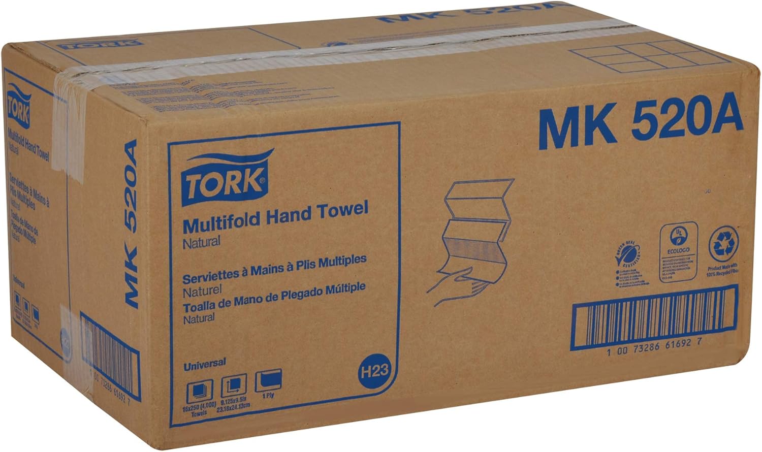 Tork Multifold Hand Towels - 100% Recycled, FSC Certified | 16 Packs of 250 Sheets Each