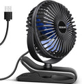 BESKAR Portable USB Clip-On Fan - 3-Speed Strong Airflow | Quiet Personal Desk Fan with Sturdy Clamp