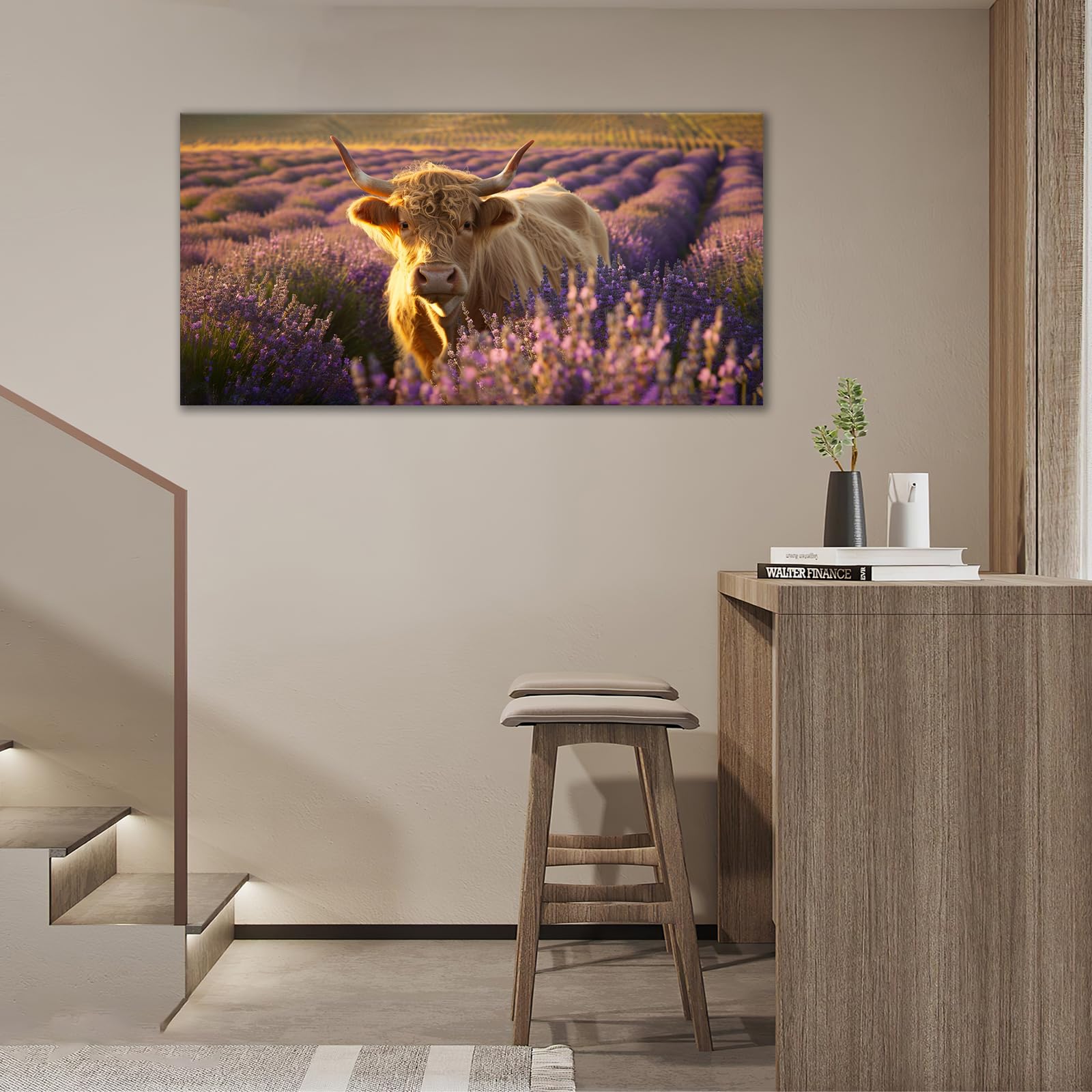 Fuzawet Large Deer Wall Art Foggy Forest Pictures Wall Decor Elk Rustic Landscape Canvas Painting Home Modern Artwork Decorations Framed for Office Bedroom Bathroon Living Room 60X30 inch