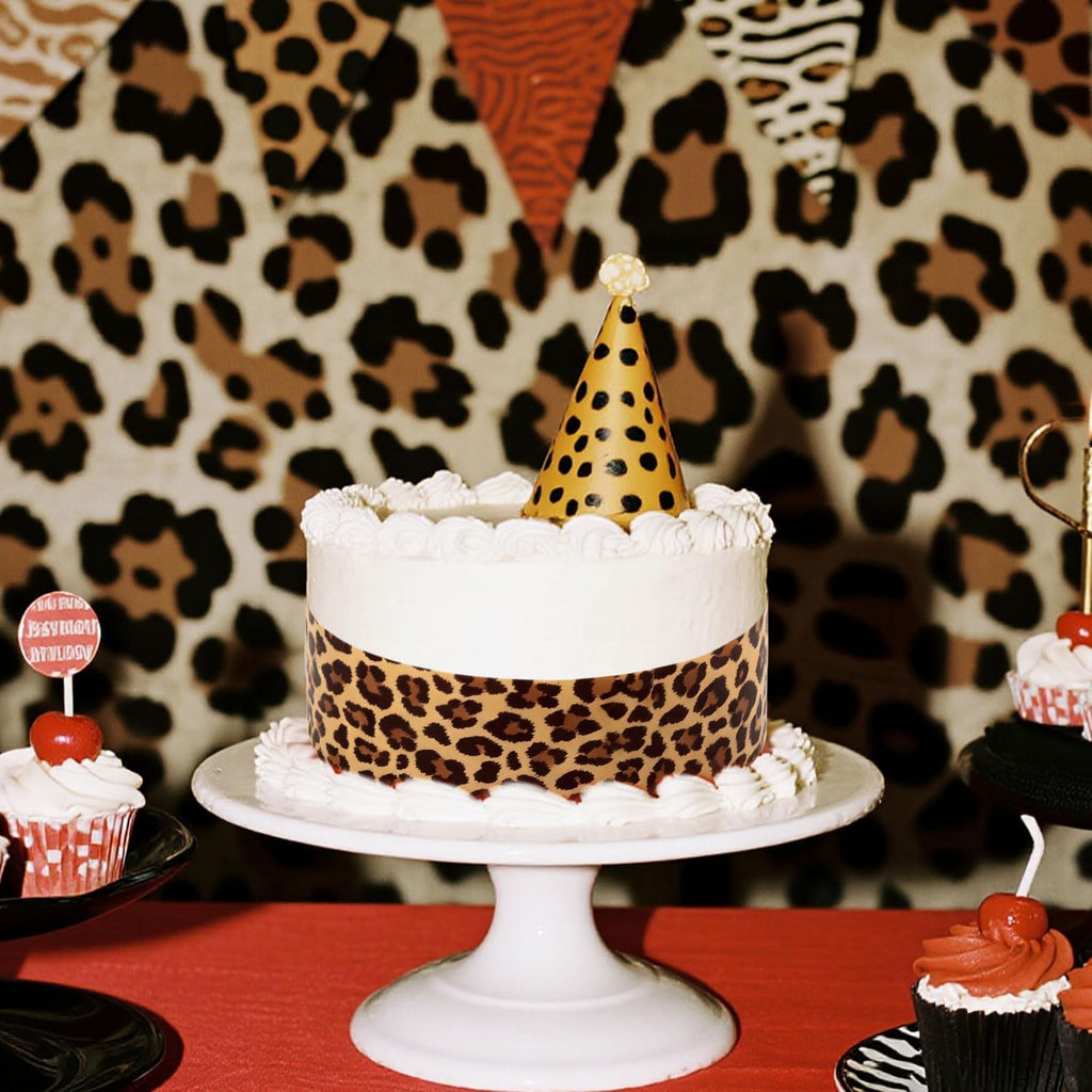 Skiennix Edible Paper - Cheetah Print Cake Wraps | 3 Sheets, 2.4x11 Inches for Birthday Decor