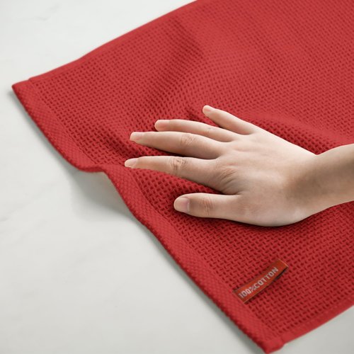 Artoid Mode 100% Cotton Dark Red Waffle Weave Kitchen Dish Cloths - Ultra Soft & Absorbent | Set of 6, 12x12 Inch