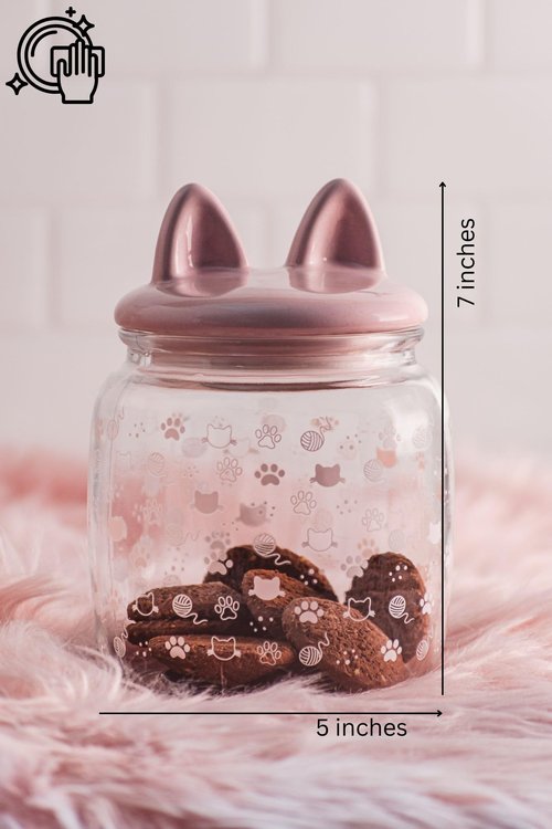 10 Strawberry Street Cat Ears Pet Treat Canister, Pink