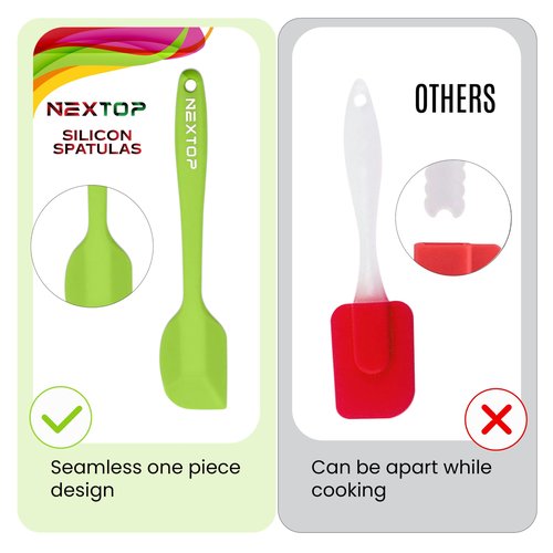 NEXTOP Silicone Spatula 8 Piece Set, Heat-Resistant Non-stick Rubber Spatulas Heat Resistant Seamless One Piece Design Non-Stick Flexible Scrapers Baking Mixing (8.3" Inches)
