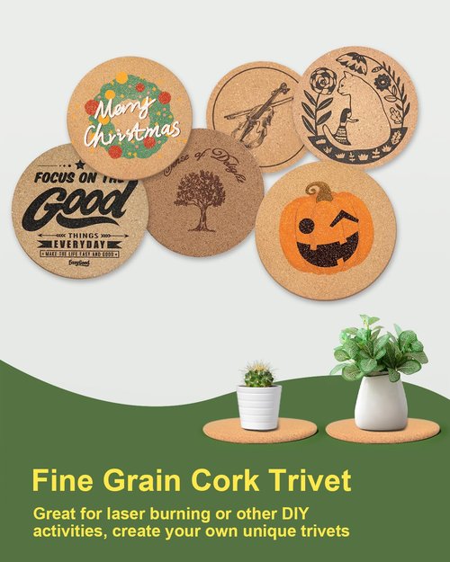 Tnuynoy 4 Pack 7.5" Cork Trivets for Hot Dishes, Hot Pots and Pans, Heat Resistant Non-Slip Cork Hot Pads for Kitchen Countertops Table, Scratch & Stain Protection, Round Hot Pan Coaster