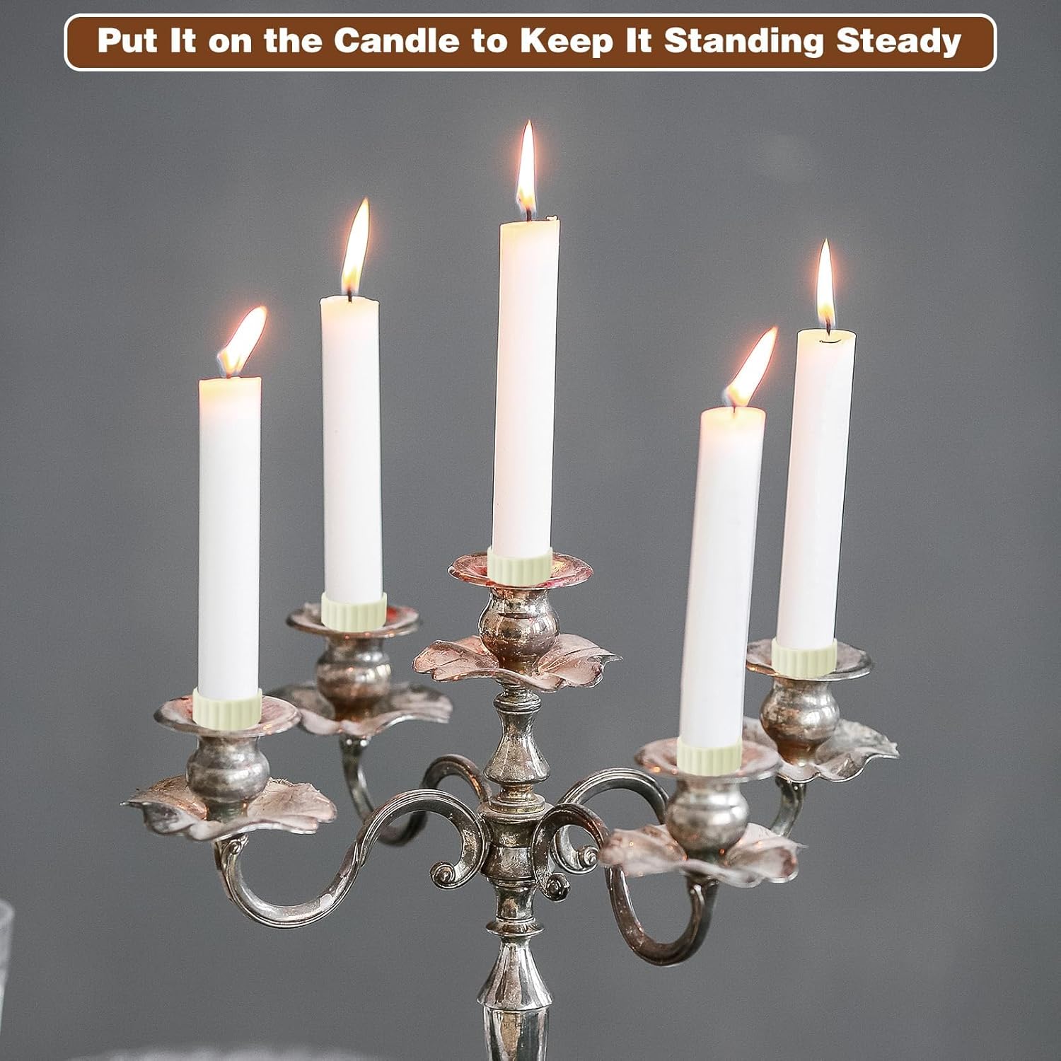 Skiennix 12Pcs Silicone Candle Grippers - Upright Holders for Weddings & Festivals, Elastic Fitters