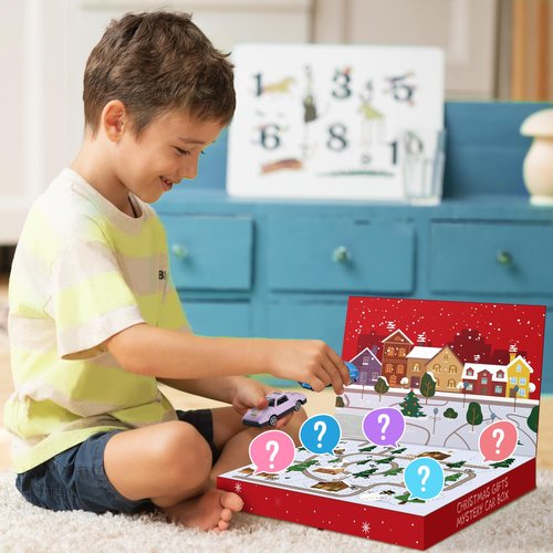 Christmas Advent Calendar 2025, 24 Days Alloy Pull-Back Cars Blind Box, 24 Unique Vehicles for Kids, Boys,Girls & Toddlers as Christmas Countdown Toy Holiday Gift