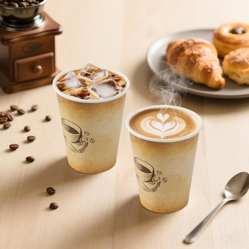 Clawsoff 12oz Disposable Paper Coffee Cups - Retro Design, Leak-Proof for Hot/Cold Beverages
