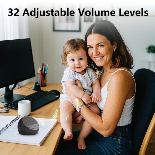 Portable Sound Machine White Noise Machine Nonstop 30 Soothing Sounds for Baby Kids Adults Pink Noise Sleep Machine 36-Level Vol Auto-Off Timer Memory Function for Home Travel Office