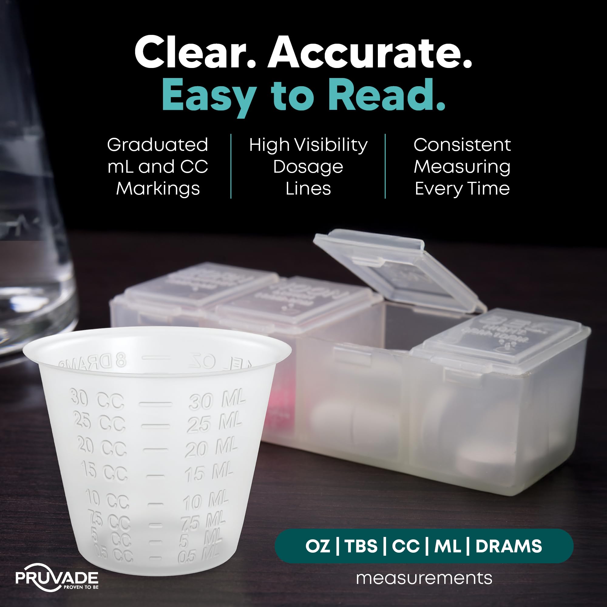[5000 Count - 1 oz.] Pruvade Disposable Plastic Medicine Cups with Graduated Dosage Lines for Pills or Liquid, Single Serve Measuring for Home, Nurse, Hospital, Medical Care, Resin Mixing, Mouthwash