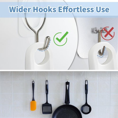BaGushan Adhesive Wall Hooks No Damage, Stick On Hooks for Hanging 10 Pack - Transparent Stainless Steel 5KG Heavy Duty, Waterproof Removable (3.5x5.3cm) Kitchen Bathroom Office, Ganchos para Pared
