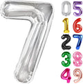 Silver Number 7 Balloon - 40 Inch Giant Foil Balloon for 7th Birthday Party Decorations