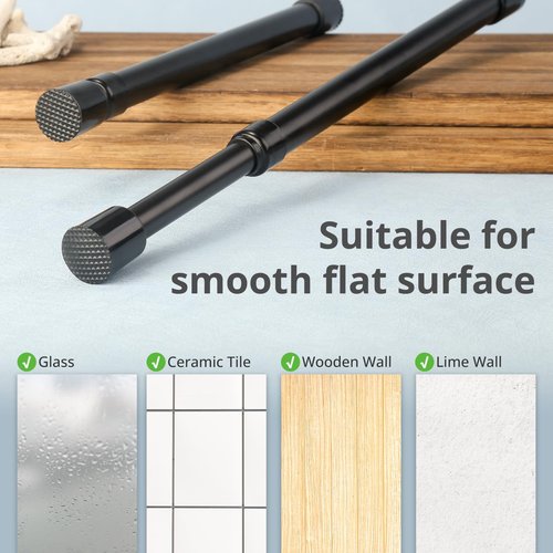2 Pcs Small Tension Rod 12-20 inch Spring Rod, Tension Rod Spring Tension Rod, Small Tension Curtain Rod, Mini Tension Rods for Closet, Cabinets, Cupboard, Drawers, Black