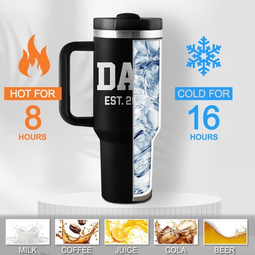 CENDARTE New Dad Gifts First Time Dad to be Gifts DAD EST 2026 First Fathers Day Gift for New Dads 1st Time Daddy Expectant Dads Father to be 40oz Travel Cup Insulated Tumbler with Lid & Straw