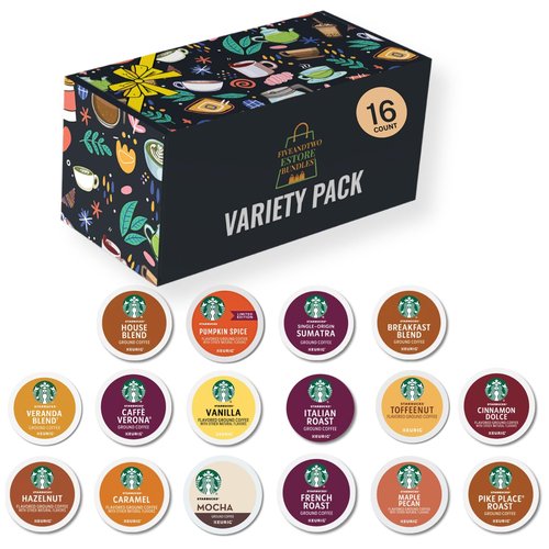 Coffee Pods Variety Pack – 16 Count K-Cups Sampler – Includes Dark, Medium, Light & Flavored Roasts – for Coffee Lovers, in Gift Box