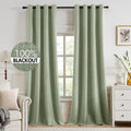 MIULEE Blackout Thermal Insulated Curtains - Linen Texture Sage Green Drapes | 52x120 Inch (2 Panels)