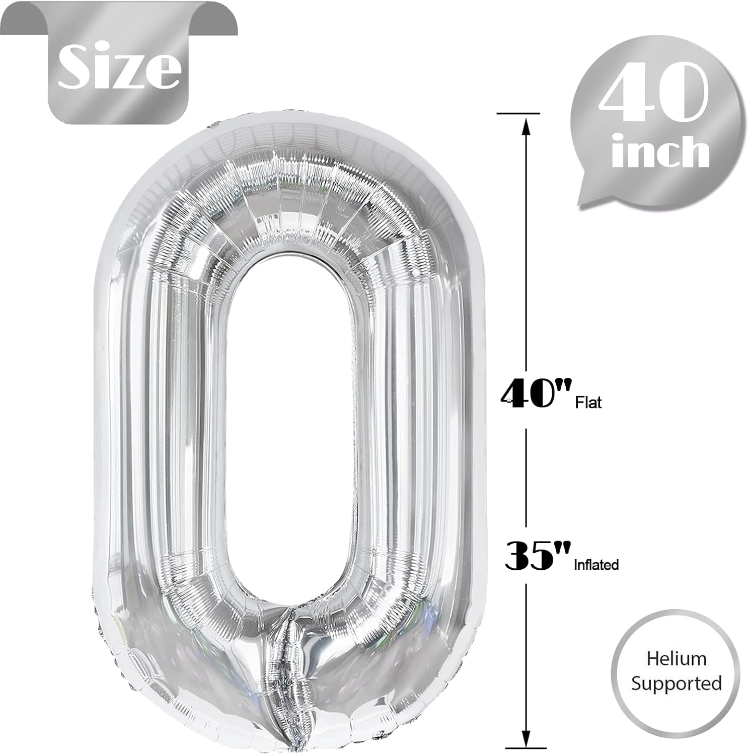 Silver Number Balloons by [Brand Name] - 40 Inch 0 Balloon for Birthday Celebrations | Perfect Party Supplies
