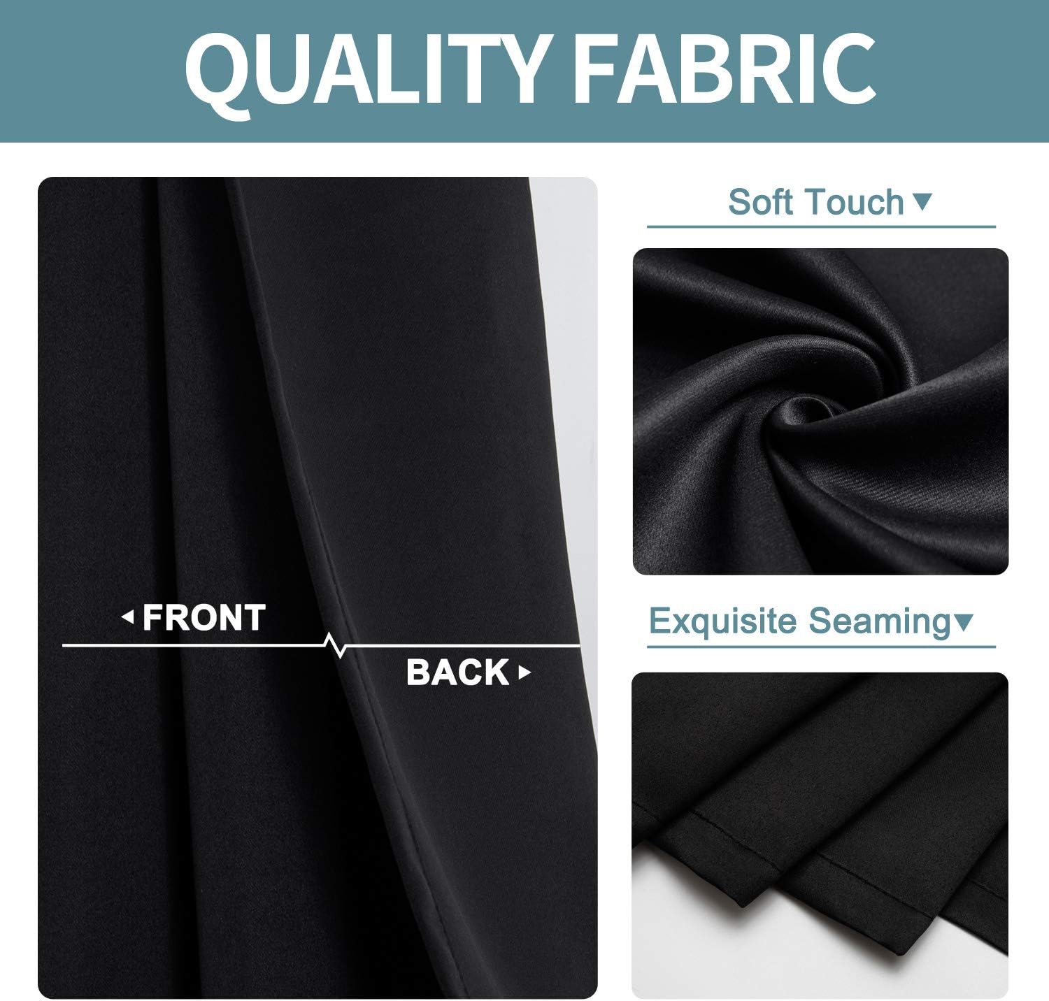 ChrisDowa Blackout Curtains - Thermal Insulated Room Darkening Panels for Bedroom & Living Room | Black, 52 x 84 Inch