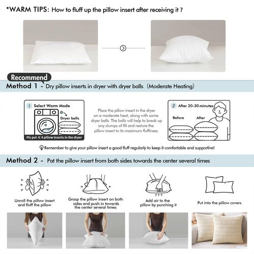 MIULEE 24x24 Euro Pillow Inserts, Fluffy Down Alternative Filling Pack of 2 Ultra Soft Throw Pillows for Bed Sofa Couch