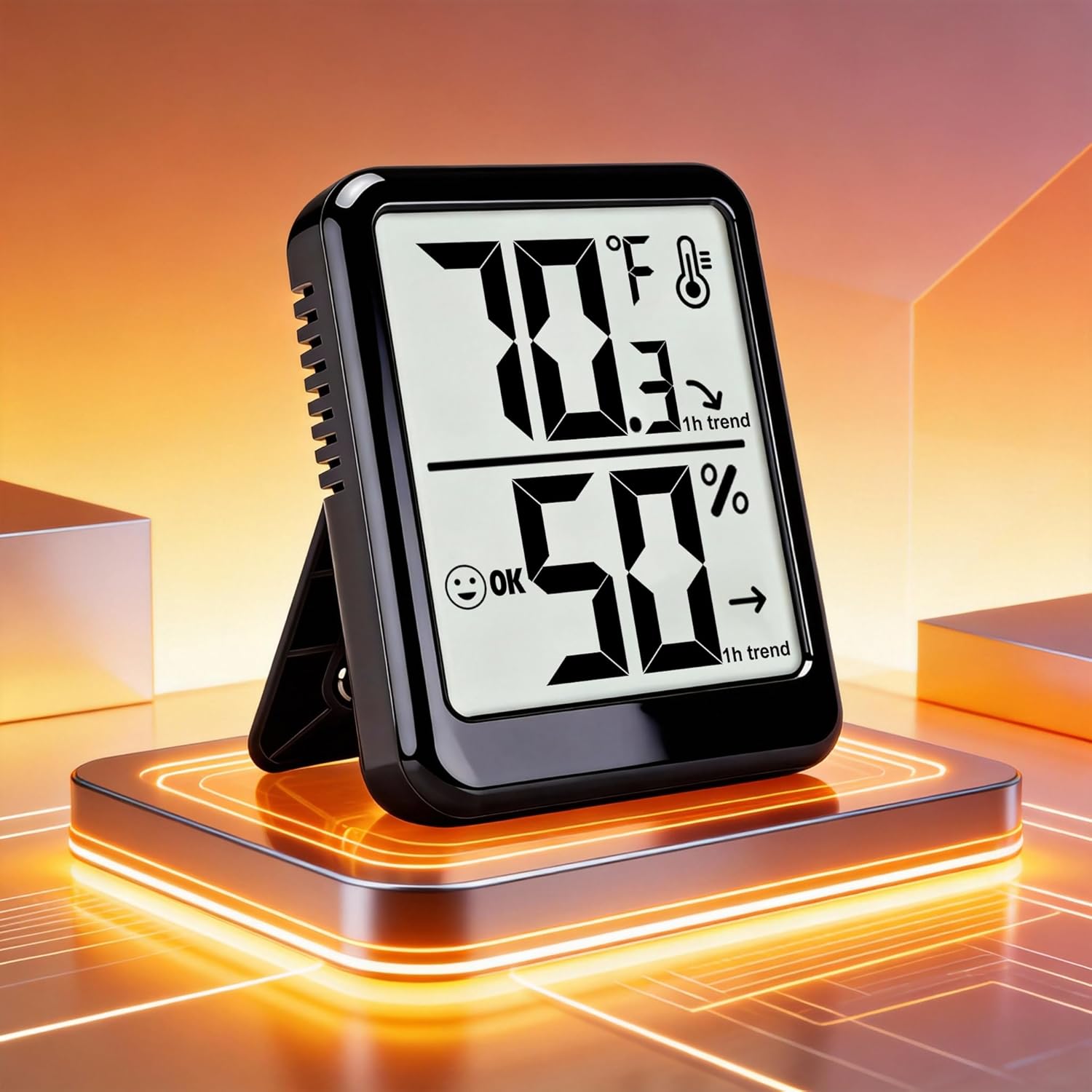 Skiennix Digital Room Thermometer & Hygrometer | Accurate Temperature & Humidity Monitor for Home, Office, Pets & Plants - AAA Battery Included