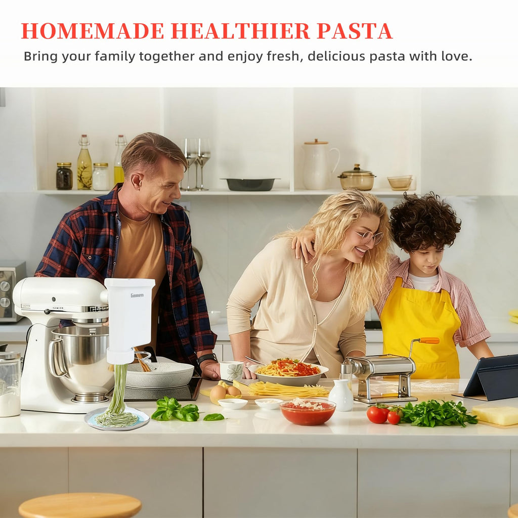 Pasta Attachment for Kitchenaid Stand Mixer, Pasta Press Attachment for Kitchenaid Stand Mixer - Durable Pasta Maker with 5 Upgraded Plastic Plates for Homemade Spaghetti & Macaroni