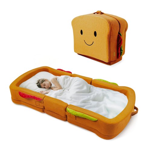 liftoza Toddler Travel Bed Sandwich Style - Portable Toddlers Floor Beds, Foldable Soft Foam Travel Crib for Baby and Kid, Washable Cover Toddler Cot with Safety Rail for Travel, Home/Travel Sleep