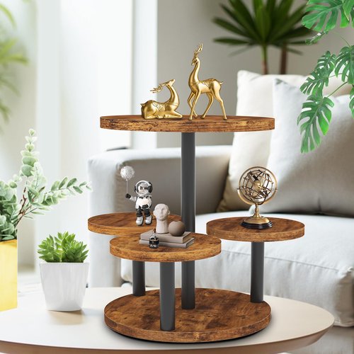 Cupcake Stand, Rotatable Cupcake Stand, Rustic Industrial Wood Cake Stand Cupcake Tower, Dessert Table Display Set Tiered Tray Stand, Round Serving Tray Cake Stands for Party Wedding Birthday