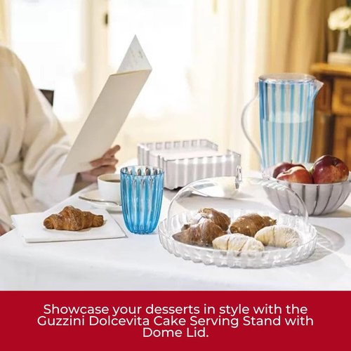 GUZZINI Dolcevita 12" Cake Stand with Dome Lid - Turquoise | Multi - Purpose Use for Dessert Table, Cupcake Stand, Cake Display | BPA-Free Display Stand for Parties, Weddings, Kitchen