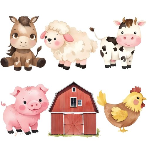 Large Farm Animal Cutouts with Stand, 12inch Farm Themed Party Decorations, Barnyard Birthday Baby Shower Supplies, Party Decorations Prop | 6PCS Stand Up Prop
