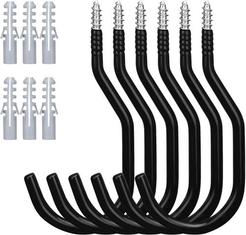 HORUSDY Heavy Duty Bike Hooks - 6 Pack, 7.5 Inches, 100LBS Capacity for Garage Wall & Ceiling Storage