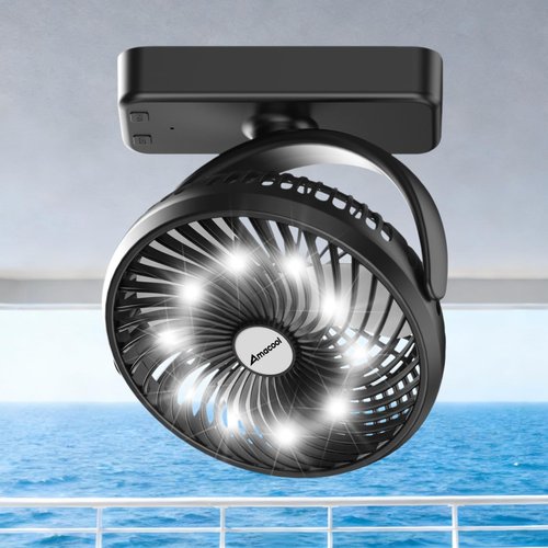 AMACOOL 10000mAh Magnetic Travel Fan for Sleeping, Cruise, Golf Cart, Ultra-Thin, Bottom Hook, Rechargeable Battery Powered, Ship Cabin Approved, Camping Travel Cruise Essentials 2026