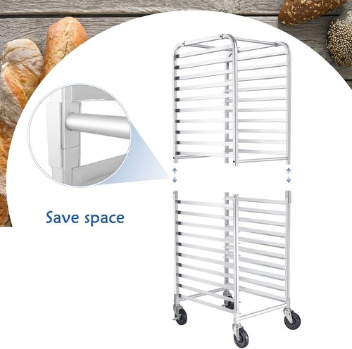 HARDURA 20-Tier Bun Pan Rack - NSF Certified Aluminum Bakery Rack with Casters | 20"x26"x69"H