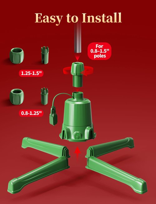HOPOCO Musical Rotating Christmas Tree Stand with Remote, Anti-Tilt Noiseless 360-Degree Spinning Tree Stand Base with Speaker & Memory Function, Xmas Tree Holder Up to 9FT 120lb Artificial Tree 800W
