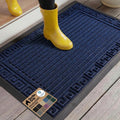 GORILLA GRIP Waterproof All-Season WeatherMAX Doormat - Stain & Fade Resistant, 29x17, Navy Greek Keys