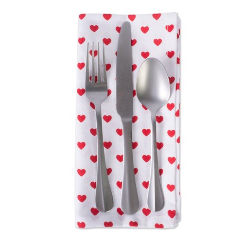 DII Valentine's Day Collection, Napkin Set, 20x20, Little Hearts, 6 Piece