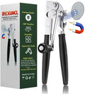 Commercial Can Opener Manual, RICKUNCL Heavy Duty Can opener with Magnet, Stainless Steel Handheld Can Opener with Folding Easy Crank Handle Oversized Knob for Big Cans and All Size Cans