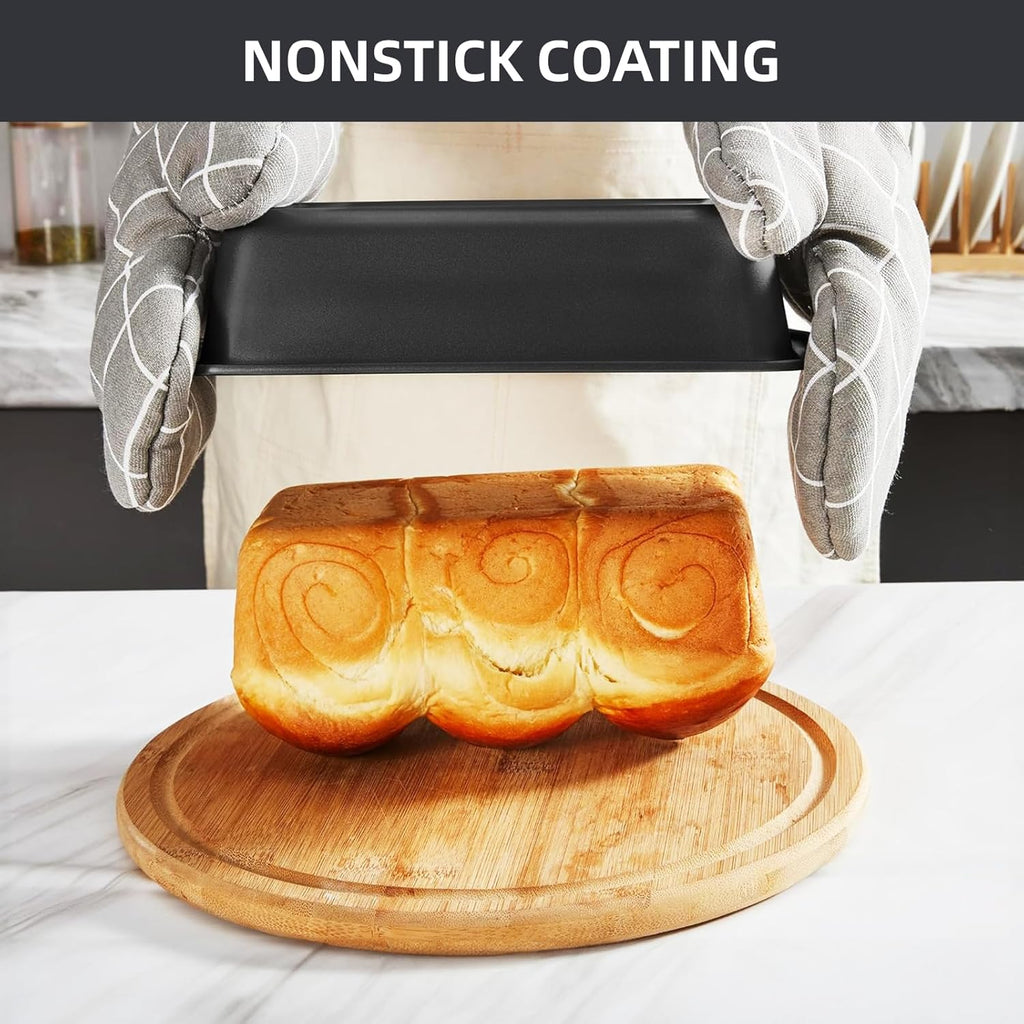 CasaCulina Nonstick Baking Pans Set - 5-Piece Bakeware Collection with Round, Square & Muffin Pans | Black