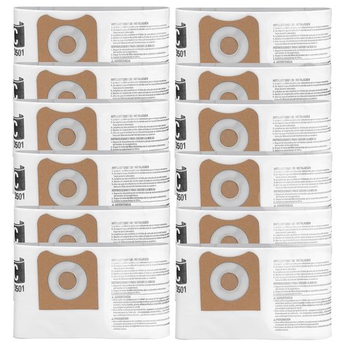 VF3501 Shop Vac Bags for Ridgid & Workshop 3-4.5 Gallon Vacuums - Replacement Dust Collection Bag - Replace Part# 23738 Size C WS32045F（12Pack)