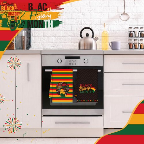 Zubebe 6 Pcs Black History Month Decoration Black History Month Kitchen Dish Towels 18 x 28 Inch Decorative Hand Towel for Kitchen Bathroom Home Gifts