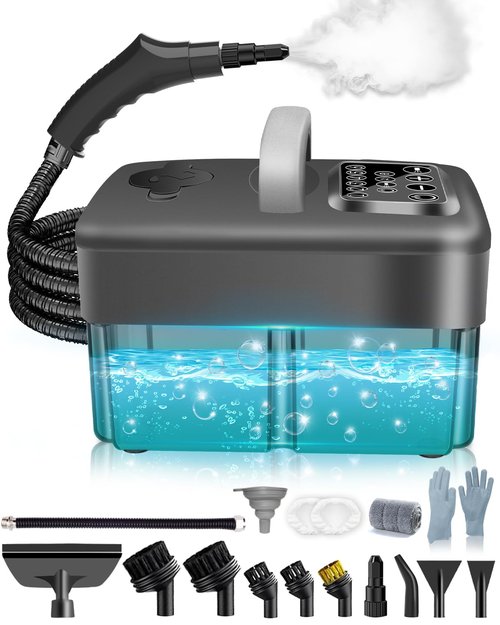 Mecmic Steam Cleaner for Home - 1600ML Water Tank 15s Heat-Up Portable Steamer for Cleaning, 6 Level Adjustable, 2500W, 45PSI, 250°F Steam, Handheld Steam Cleaner for Car Detailing, Grease, Tile,Grout