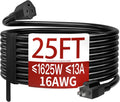 Skrizcable 25 FT Outdoor Extension Cord - Waterproof & Weatherproof Black 3 Prong Power Cord | 13 Amps, 1625 Watts