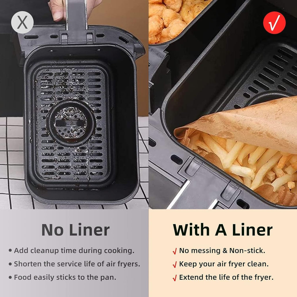 Ninja Air Fryer Disposable Paper Liners - Non-Stick Parchment for Baking | 125PCS, 8.6in x 5.5in