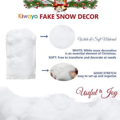 Fake Snow Fluff for Cotton Snow Christmas Village Blanket Winter Wonderland Decorations- Artificial Decorative Snow/Faux Clouds for Crafts Miniature Scene, Indoor Party Office DIY Décor (6oz)