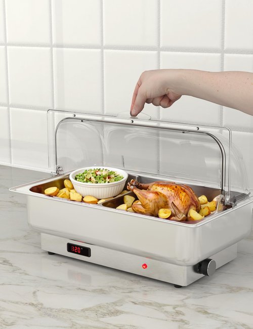 Chafing Dish Electric Buffet Set,9 QT Stainless Steel Food Servers and Warmers with Temperature Control for Wedding and Parties