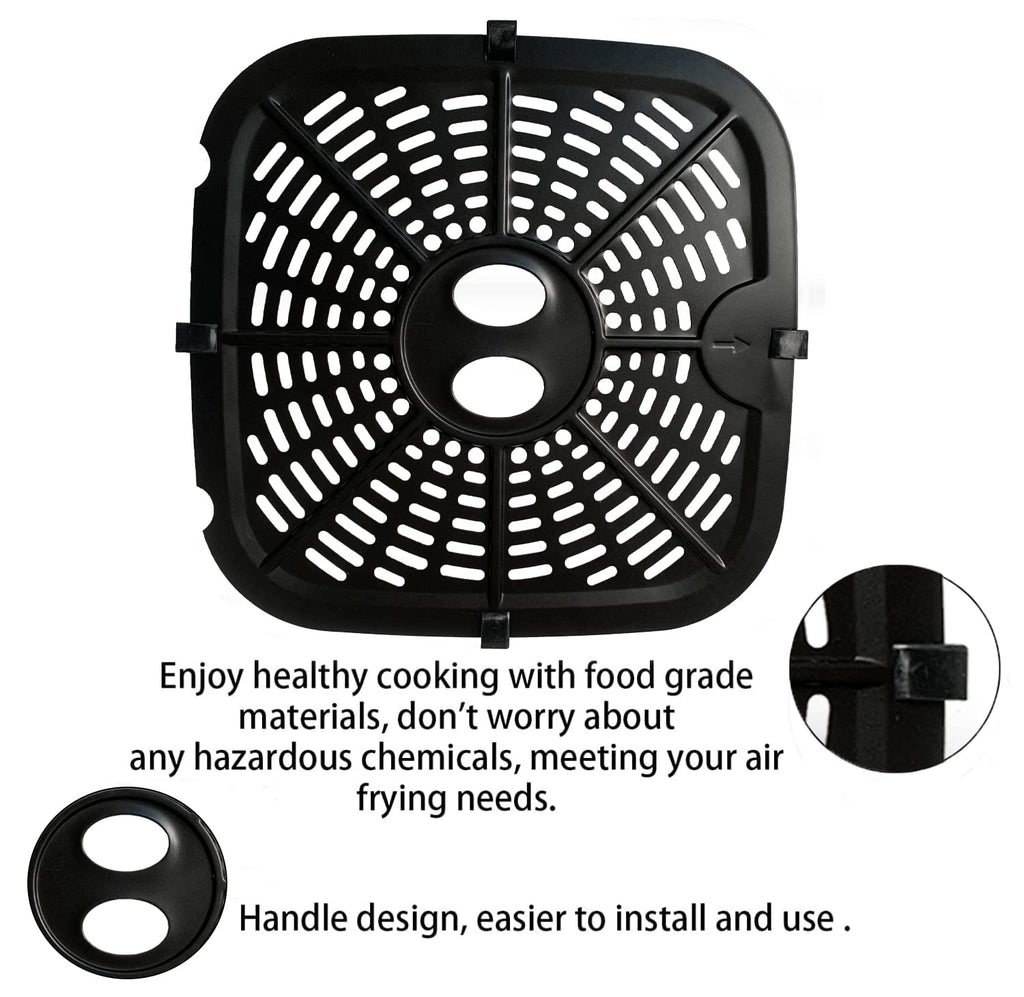 HEISENLIN Square Air Fryer Replacement Crisper Tray for 6.8QT Dreo Air Fryer Pro Max, 9.6IN Upgraded Double-layer Coating Air Fryer Grill Plate Pan Rack Grate Grid Insert for Dreo Air Fryers