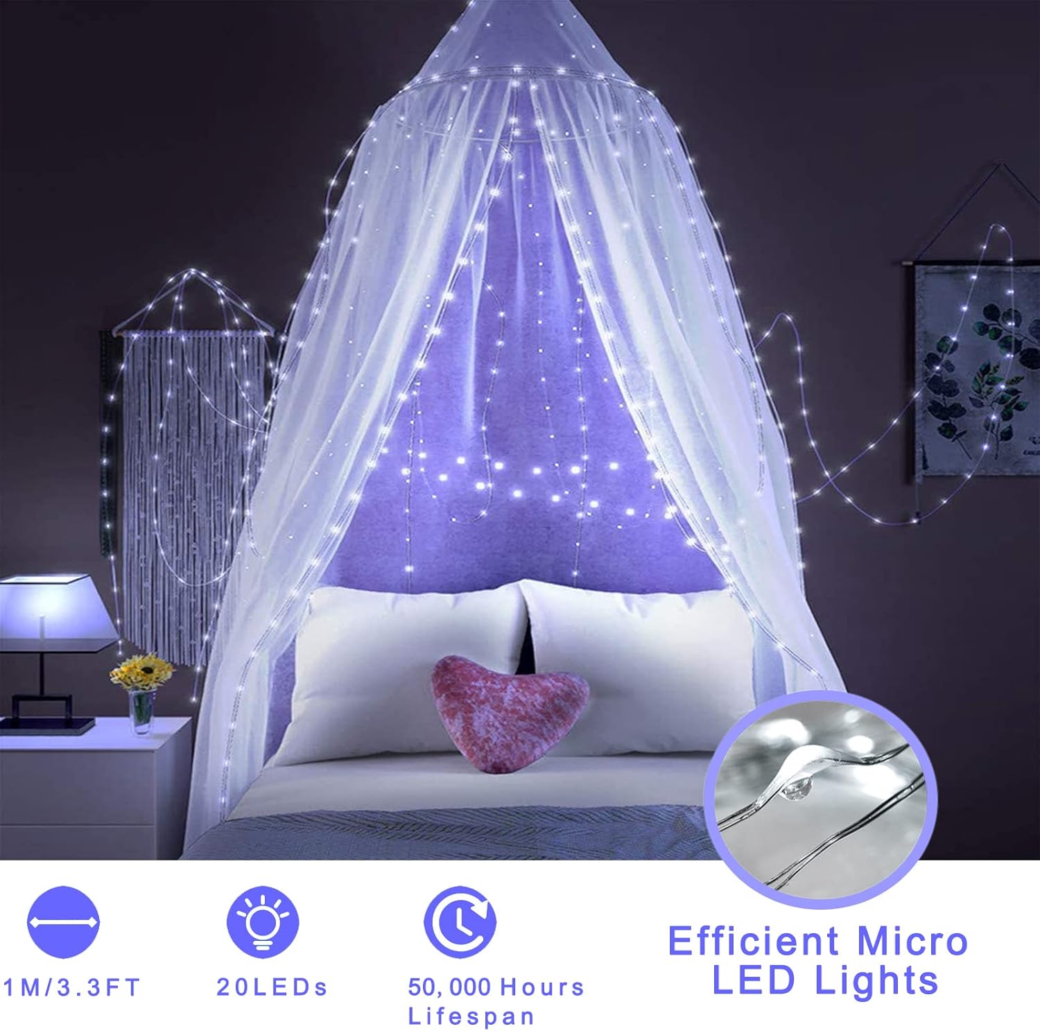 Ostwiki Fairy Lights - 20 LED Battery Operated String Lights | 7ft Cool White Twinkle Lights for DIY Decor