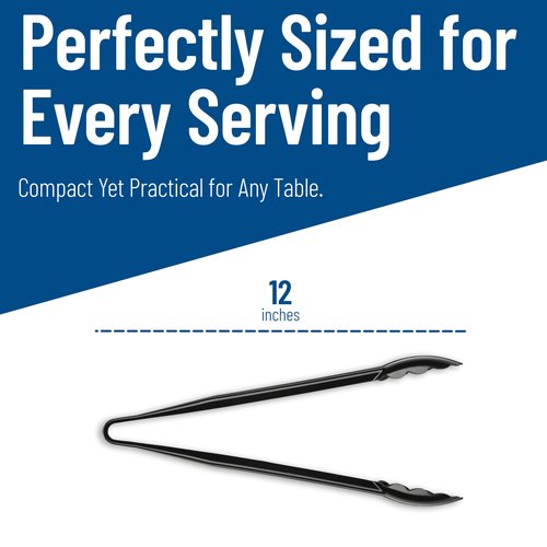 Carlisle FoodService Products 471203 Carly Salad Tong, 12" Utility Tong, Black, 12 Pack