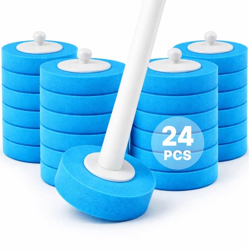 CiLoN 24 Count Carry Detergent Disposable Toilet Brush Refill Pads. 5-Layer Rich Foam Cleaning Sponge Head Replacements. Pre-Loaded Disposal Scrubbing Head Refills For Toilet Wands. 24 Pads-Value Pack