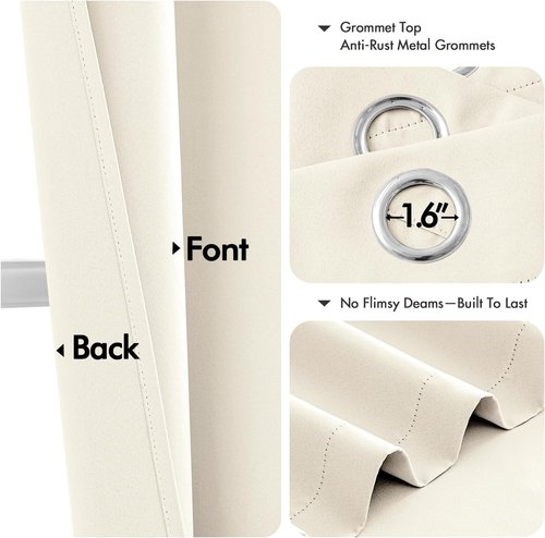 MIULEE Blackout Curtains - Thermal Insulated Room Darkening Drapes | 72-Inch Beige & White Panels