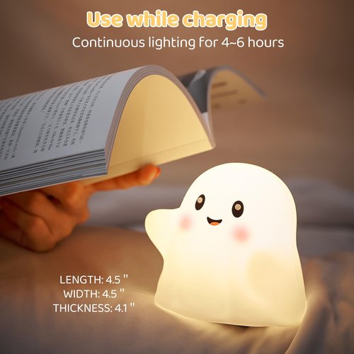 NEXTANG Ghost Night Light for Kids – Gift & Fun Toy for Kids, Touch Tap Lamp with Sounds, Squishy Silicone, Eye-Safe LED, 30-Min Timer, Dimmable Rechargeable Bedside Table Lamp – Gift for Boys & Girls